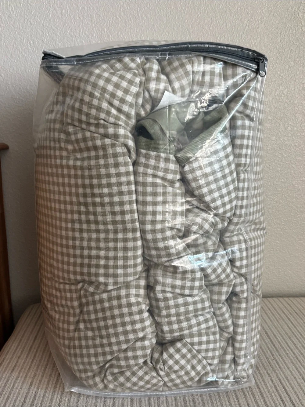 NWT Full/Queen Mini Gingham Comforter and Sham Set Moss Green - Threshold
